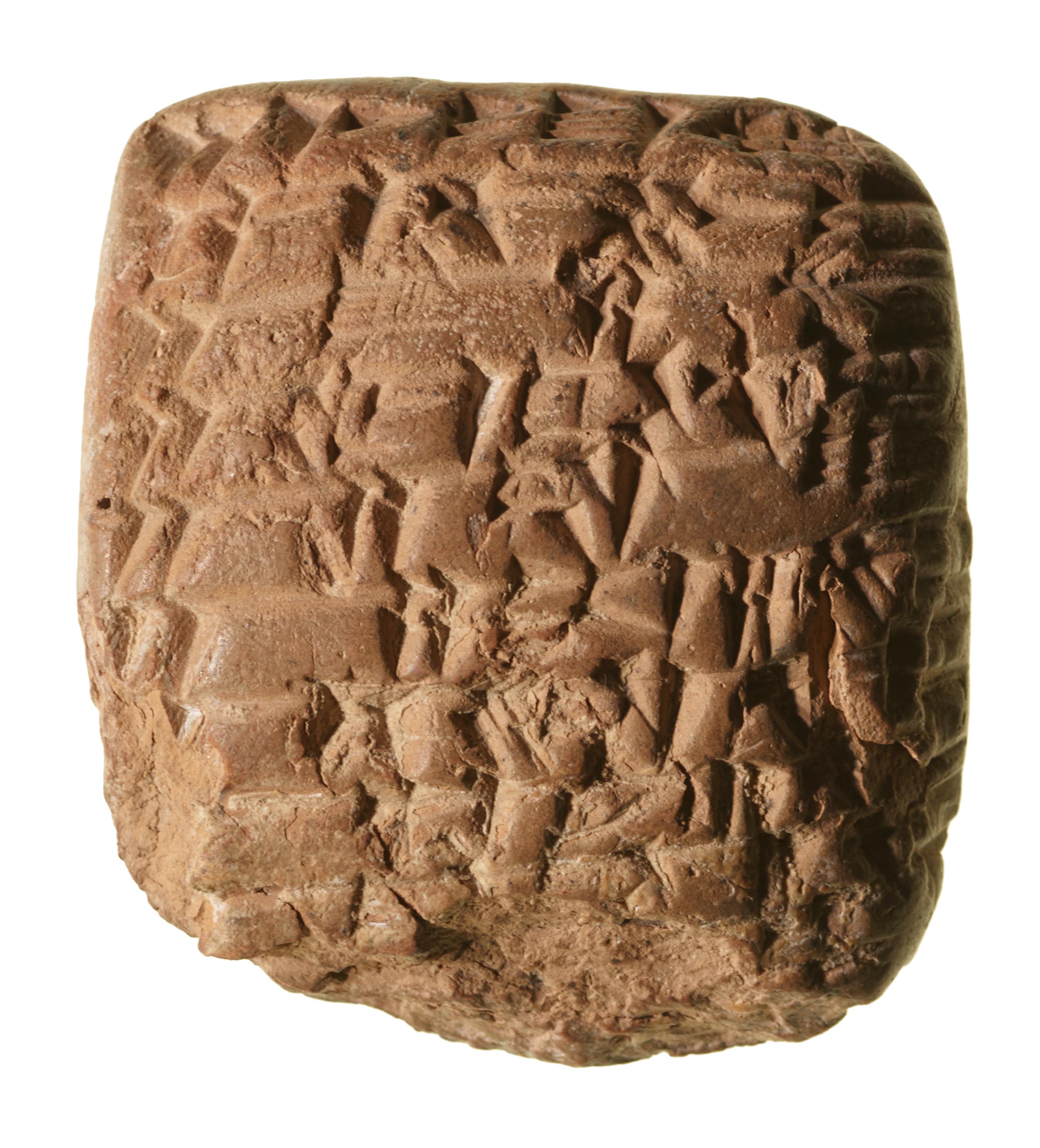 Tablilla cuneiforme de arcilla de la antigua Mesopotamia, utilizada para registrar transacciones y deudas